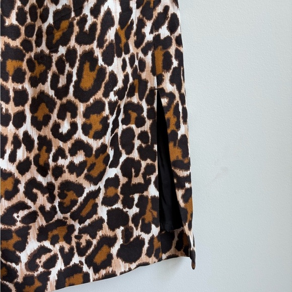 J. Crew Leopard Print Midi Skirt Linen Blend Size 10 - Picture 3 of 4